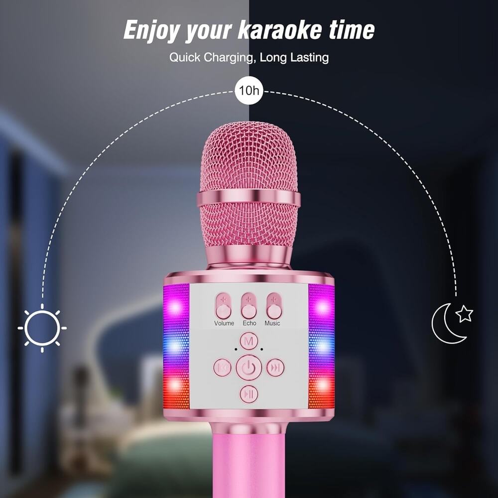 BONAOK Karaoke Microphone For Kids & Adults - Bluetooth Microphones Singing Mic - Picture 5 of 14